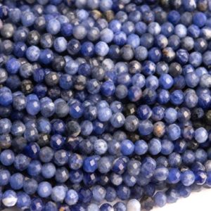 Shop Sodalite Faceted Beads! Genuine Natural Sodalite Gemstone Beads 3MM Blue Faceted Round AAA Quality Loose Beads (107723) | Natural genuine faceted Sodalite beads for beading and jewelry making.  #jewelry #beads #beadedjewelry #diyjewelry #jewelrymaking #beadstore #beading #affiliate #ad