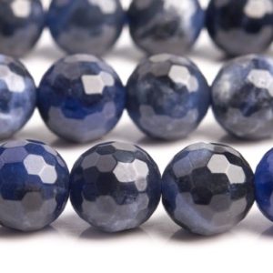 Shop Sodalite Faceted Beads! Genuine Natural Sodalite Gemstone Beads 8MM Blue Micro Faceted Round AAA Quality Loose Beads (100835) | Natural genuine faceted Sodalite beads for beading and jewelry making.  #jewelry #beads #beadedjewelry #diyjewelry #jewelrymaking #beadstore #beading #affiliate #ad