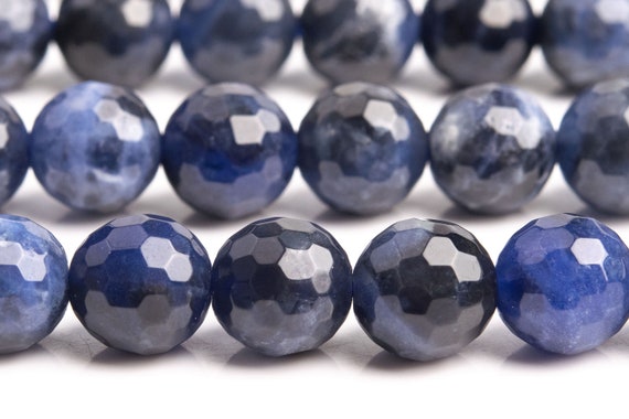 Genuine Natural Sodalite Gemstone Beads 8mm Blue Micro Faceted Round Aaa Quality Loose Beads (100835)