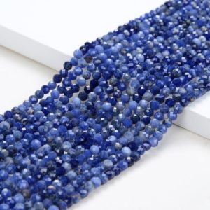 Shop Sodalite Faceted Beads! Natural Sodalite Gemstone Grade AAA Micro Faceted Round 2MM 3MM Loose Beads 15 inch Full Strand (P48) | Natural genuine faceted Sodalite beads for beading and jewelry making.  #jewelry #beads #beadedjewelry #diyjewelry #jewelrymaking #beadstore #beading #affiliate #ad