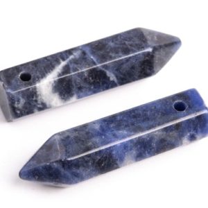 2 Pcs – 30x8MM Sodalite Beads Healing Hexagonal Pointed Grade AAA Genuine Natural Gemstone Loose Beads (103285) | Natural genuine other-shape Sodalite beads for beading and jewelry making.  #jewelry #beads #beadedjewelry #diyjewelry #jewelrymaking #beadstore #beading #affiliate #ad