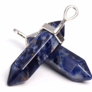 Shop Sodalite Jewelry! 2 Pcs – 40x8MM Blue Sodalite Beads Hexagonal Pointed Pendant Natural Grade AAA Silver Plated Cap Bulk Lot 1,3,5,10 and 50 (102502-534) | Natural genuine Sodalite jewelry. Buy crystal jewelry, handmade handcrafted artisan jewelry for women.  Unique handmade gift ideas. #jewelry #beadedjewelry #beadedjewelry #gift #shopping #handmadejewelry #fashion #style #product #jewelry #affiliate #ad