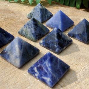 Shop Sodalite Shapes! Sodalite Pyramids – Small 1" Pyramids – Sodalite Pyramids for Intuition | Natural genuine stones & crystals in various shapes & sizes. Buy raw cut, tumbled, or polished gemstones for making jewelry or crystal healing energy vibration raising reiki stones. #crystals #gemstones #crystalhealing #crystalsandgemstones #energyhealing #affiliate #ad