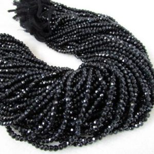 Shop Spinel Beads! 13" 3.5mm Black Spinel Rondelle Beads Faceted Gemstone, Black Spinel Faceted Beads Rondelle Faceted Gemstone, Black Spinel Rondelle Gemstone | Natural genuine beads Spinel beads for beading and jewelry making.  #jewelry #beads #beadedjewelry #diyjewelry #jewelrymaking #beadstore #beading #affiliate #ad
