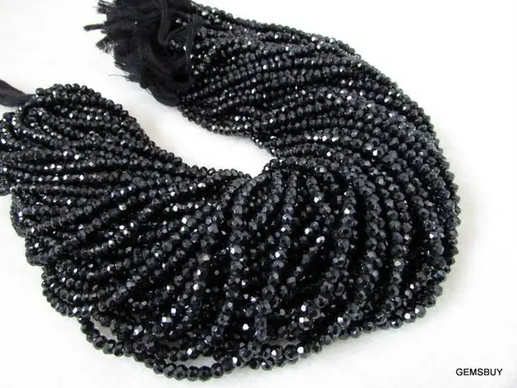 13" 3.5mm Black Spinel Rondelle Beads Faceted Gemstone, Black Spinel Faceted Beads Rondelle Faceted Gemstone, Black Spinel Rondelle Gemstone
