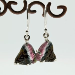 Shop Watermelon Tourmaline Earrings! Sterling Silver Carved Watermelon Tourmaline Earrings | Natural genuine Watermelon Tourmaline earrings. Buy crystal jewelry, handmade handcrafted artisan jewelry for women.  Unique handmade gift ideas. #jewelry #beadedearrings #beadedjewelry #gift #shopping #handmadejewelry #fashion #style #product #earrings #affiliate #ad