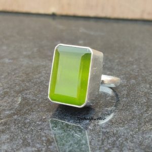 Shop Calcite Rings! Striking Green Calcite Ring, 925 Sterling Silver, Spiritual Ring, Unisex Ring, All Occasion Gift, Handmade Ring, Meditation Stone, Healing | Natural genuine Calcite rings, simple unique handcrafted gemstone rings. #rings #jewelry #shopping #gift #handmade #fashion #style #affiliate #ad