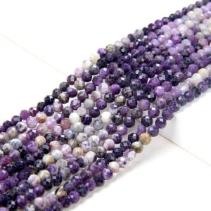 Shop Sugilite Beads! 3MM Natural Sugilite Gemstone Purple Grade A Micro Faceted Round Beads 15 inch Full Strand (80009275-P28) | Natural genuine faceted Sugilite beads for beading and jewelry making.  #jewelry #beads #beadedjewelry #diyjewelry #jewelrymaking #beadstore #beading #affiliate #ad