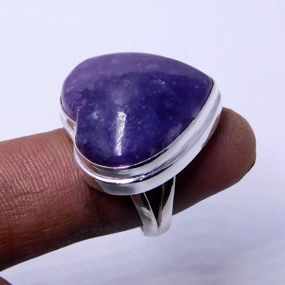 Sugilite Ring, Handmade Heart Sugilite Ring, Sterling Silver Handcrafted South Africa Sugilite Ring, Purple Sugilite