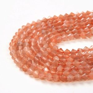 Shop Sunstone Faceted Beads! 4x3MM  Sunstone Gemstone Grade AAA Bicone Faceted Rondelle Saucer Loose Beads BULK LOT 1,2,6,12 and 50 (P2) | Natural genuine faceted Sunstone beads for beading and jewelry making.  #jewelry #beads #beadedjewelry #diyjewelry #jewelrymaking #beadstore #beading #affiliate #ad