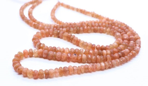 Sunstone Faceted Rondelle Beads, 5-7mm Sunstone Beads, 17inch Sunstone Rondelle Beads, Sunstone Faceted Beads, Natural Sunstone Beads Strand