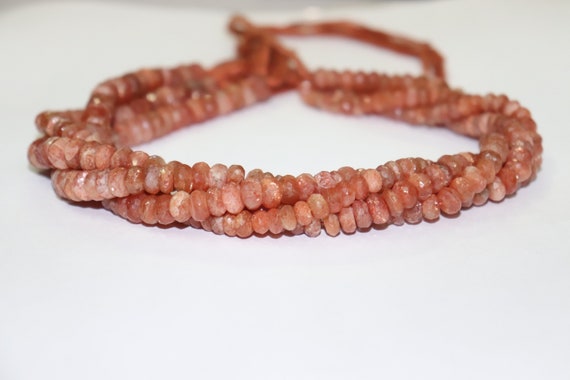 Aaa+ Sunstone Faceted Rondelle Beads    7mm Sunstone Beads   Rondelle Sunstone Bead  High Quality Sunstone Strands   Jewelry Making Sunstone