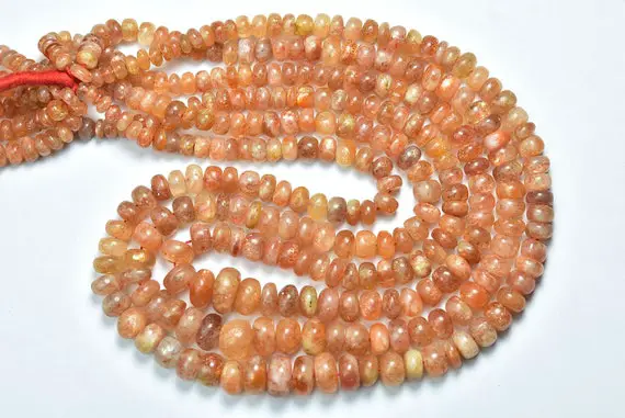Sunstone Rondelle Beads - 16 Inches - Natural Beautiful Smooth Sunstone Rondelle Strand - Size Is 5 -9 Mm #576