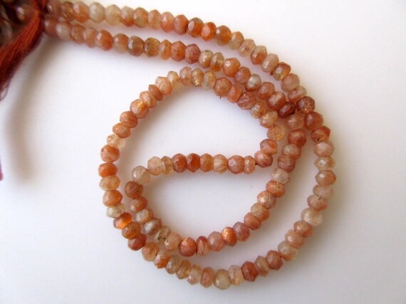 Sunstone Rondelle Beads, Faceted Rondelle Beads, 4mm Gemstone Beads, 13 Inch Strand, Gds648