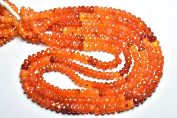 Super Quality Carnelian Rondelle Beads - 16 Inches - Natural Beautiful Faceted Carnelian Rondelle - Size Is 5.5 Mm #1019