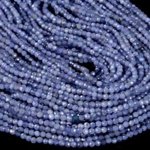 Shop Tanzanite Faceted Beads! Natural Tanzanite Gemstone Grade AAA Micro Faceted 2MM 3MM 4MM Round Loose Beads (P11) | Natural genuine faceted Tanzanite beads for beading and jewelry making.  #jewelry #beads #beadedjewelry #diyjewelry #jewelrymaking #beadstore #beading #affiliate #ad