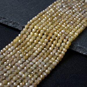 Shop Tanzanite Faceted Beads! Natural Tanzanite Golden Yellow  Gemstone Grade AAA Micro Faceted Round 2MM 3MM 4MM Loose Beads (P45 P30) | Natural genuine faceted Tanzanite beads for beading and jewelry making.  #jewelry #beads #beadedjewelry #diyjewelry #jewelrymaking #beadstore #beading #affiliate #ad