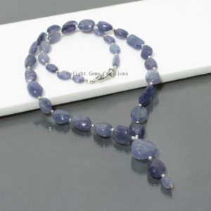 Shop Tanzanite Necklaces! AAA++ Natural Tanzanite Beaded Necklace, Tanzanite Smooth/Plain Tumble Bead Necklace// 18 Inch Necklace, Tanzanite Halloween Beaded Jewelry | Natural genuine Tanzanite necklaces. Buy crystal jewelry, handmade handcrafted artisan jewelry for women.  Unique handmade gift ideas. #jewelry #beadednecklaces #beadedjewelry #gift #shopping #handmadejewelry #fashion #style #product #necklaces #affiliate #ad