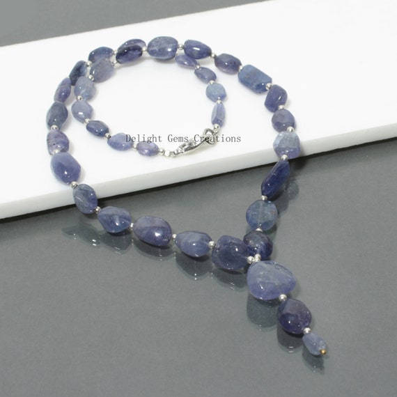 Aaa++ Natural Tanzanite Beaded Necklace, Tanzanite Smooth/plain Tumble Bead Necklace// 18 Inch Necklace, Tanzanite Halloween Beaded Jewelry