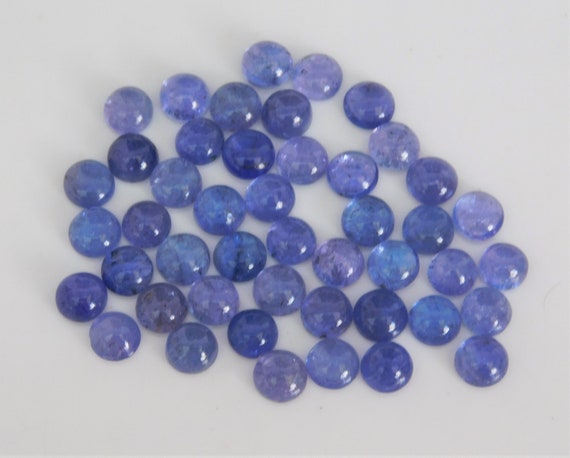 Natural Tanzanite Smooth Cabochon Round Calibrated Sizes 4x4mm To 12x12mm Opaque Tanzanite Loose Gemstone Jewelry Making Stone.