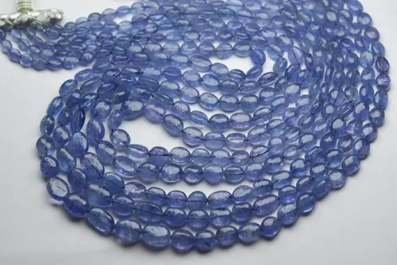 8 Inches Strand,finest Quality,natural Tanzanite Smooth Oval Beads,size 6-8mm