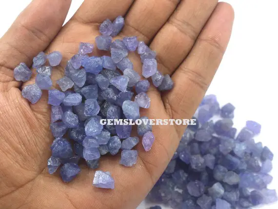 50 Pieces Loose Gemstone 6-8 Mm Raw, Natural Tanzanite Gemstone, Untreated Violet Blue Tanzanite Rough Stone Beautiful Blue Tanzanite Rough