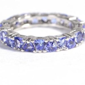 Premium AA Tanzanite Full Band Engagement Ring with trillion cut Tanzanite, December Birthstone, Tanzanite Gemstones Ring,Gift for her | Natural genuine Array rings, simple unique alternative gemstone engagement rings. #rings #jewelry #bridal #wedding #jewelryaccessories #engagementrings #weddingideas #affiliate #ad