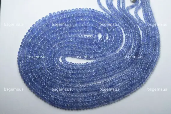 15 Inches Strand, Natural Tanzanite Smooth Rondelle, Size 3-4mm