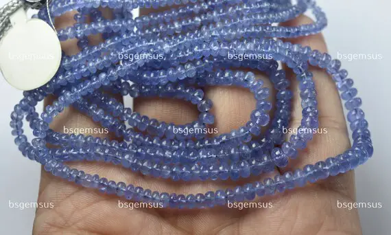 16 Inches Strand, Natural Tanzanite Smooth Rondelle, Size  2.75-5mm
