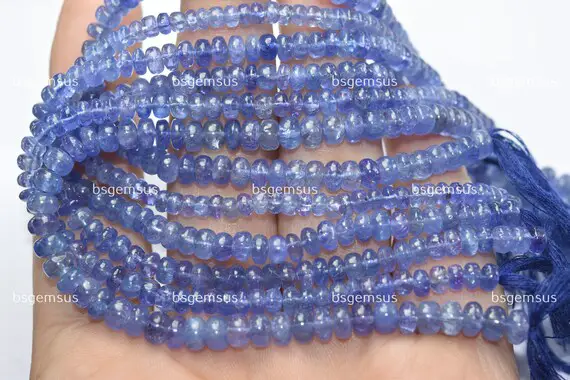 8 Inches Strand, Natural Tanzanite Smooth Rondelle, Size  4.5-5mm