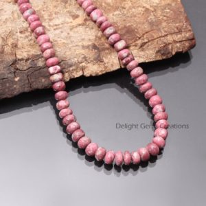 Natural Pink Thulite Beaded Necklace-graduation Setting 5.5mm-8mm Pink Women Jewelry-rare Gemstone Jewelry-925 Lobster Clasp-best Gifts Idea