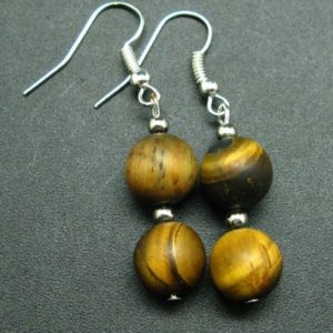 Shop Tiger Eye Earrings! Simply Yet, Vivaciously Lovely!! Unpolished 10mm Golden – Yellow Round Tiger Eye Beads Dangle Shepherd Hook Earrings | Natural genuine Tiger Eye earrings. Buy crystal jewelry, handmade handcrafted artisan jewelry for women.  Unique handmade gift ideas. #jewelry #beadedearrings #beadedjewelry #gift #shopping #handmadejewelry #fashion #style #product #earrings #affiliate #ad