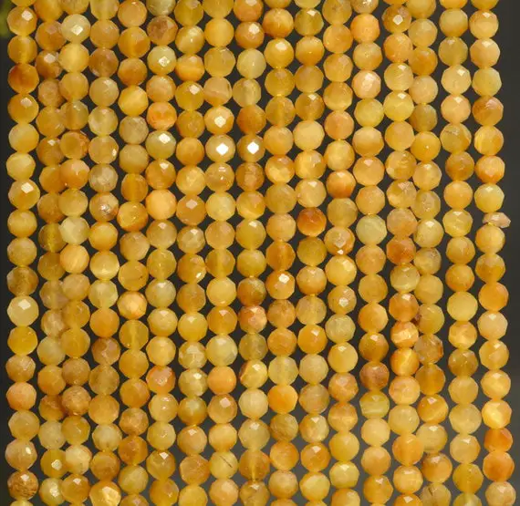 3mm Golden Tiger Eye Gemstone Micro Faceted Round Loose Beads 15.5 Inch Full Strand (80007270-a251)