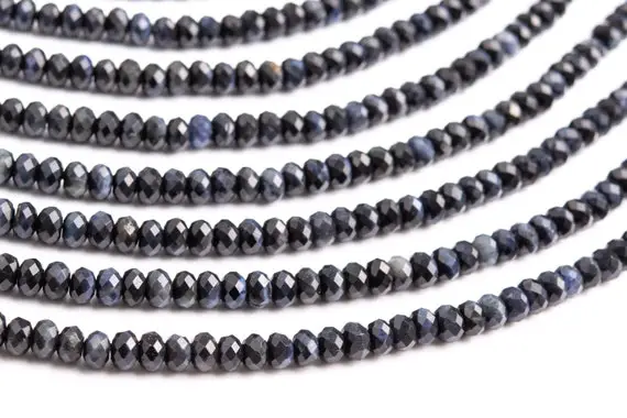 Natural Tiger Eye Gemstone Beads 5-6x3-4mm Black Blue Faceted Rondelle Aa Quality Loose Beads (118456)