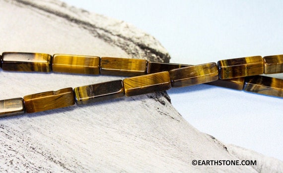 S/ Tiger Eye 4x13mm/ 4x7mm Rectangle Beads 16" Strand Natural Gemstone Beads For Jewelry Making