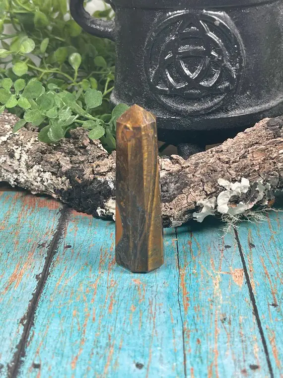 Tiger Eye Crystal Point - Reiki Charged - Creative Energy - Good-luck - Mental Clarity - Release Fear & Anxiety - Mood Balancer - Obelisk 14