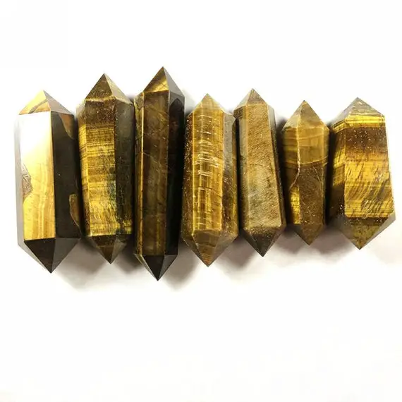 Tiger's Eye Double Terminated Point Natural Tiger's Eye Point Wand Crystal Wand Gemstone Tower Point Obelisk Jewelry Making Bulk Wholesale