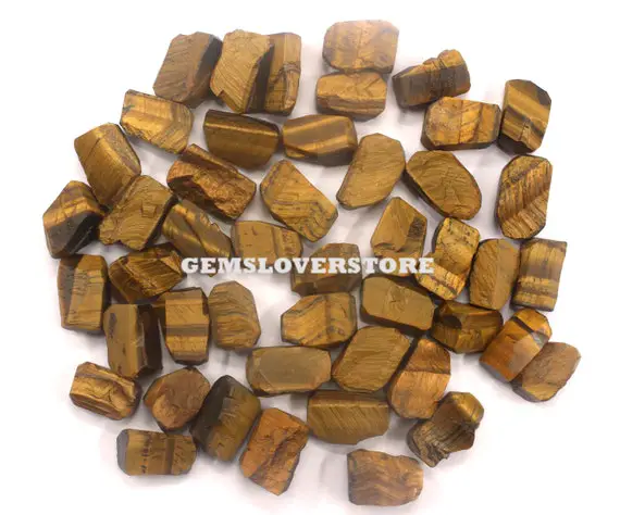 10 Piece Universal Stone Rough Size 16-18 Mm Raw Material For Jewelry, Natural Tiger Eye Gemstone Chunk Rough Healing Crystal Loose Gemstone