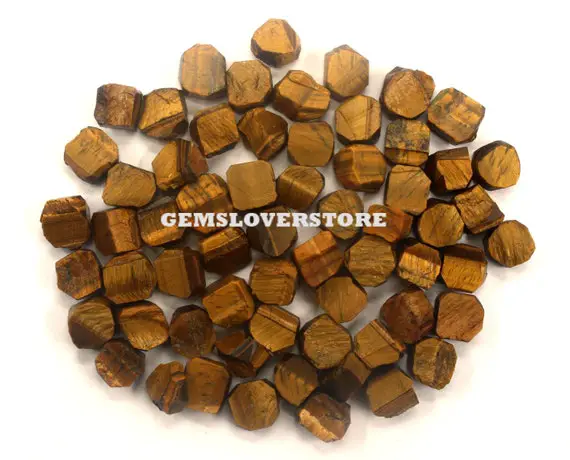 25 Pieces Genuine Raw Mineral Rock Size 8-10 Mm Natural Tiger Eye Rough Gemstone, Solar Plexus Chakra Crystal Tiger Eye Raw Stone Wholesale