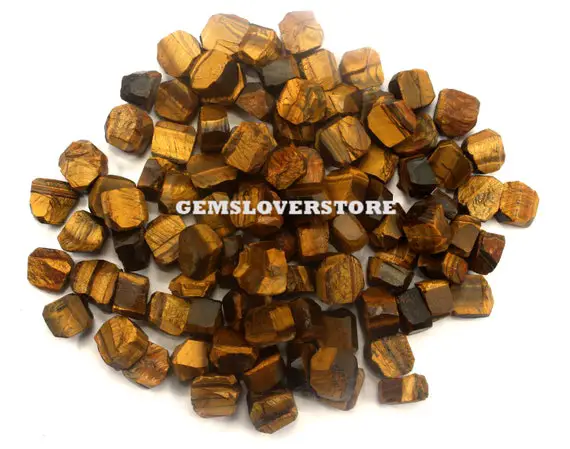 25 Pieces Raw Tiger's Eye Chunk Size 10-12 Mm Chatoyant Stone  Rough Natural Tiger Eye Rough Stone Is Specifically Beneficial For Shy People