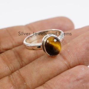 Oval Tiger Eye Ring, Handmade Ring, 925 Sterling Silver Ring, Tiger's Eye Ring, Gift for Friend, Anniversary Ring, Promise Ring | Natural genuine Tiger Eye rings, simple unique handcrafted gemstone rings. #rings #jewelry #shopping #gift #handmade #fashion #style #affiliate #ad