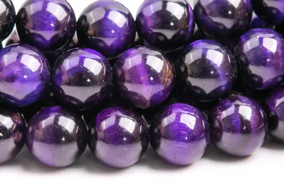 Tiger Eye Gemstone Beads 11-12mm Purple Round Aa Quality Loose Beads (106415)