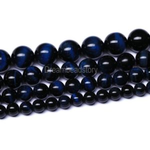 Natural Dark Blue Tiger Eye 4 6 8 10 12 14mm Round Eye of Tiger Hawk Gemstone Beads | Natural genuine round Gemstone beads for beading and jewelry making.  #jewelry #beads #beadedjewelry #diyjewelry #jewelrymaking #beadstore #beading #affiliate #ad