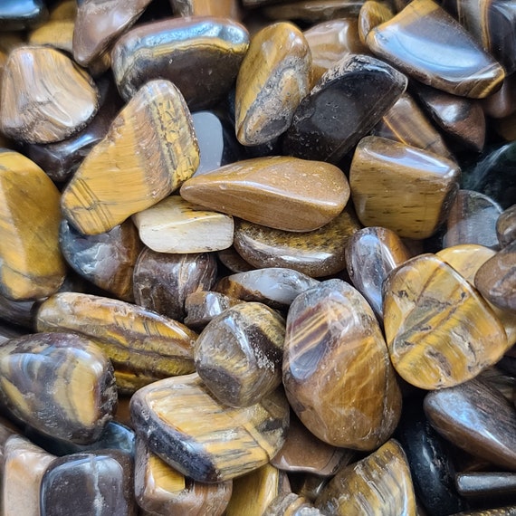 Large Tiger's Eye Tumbled Chips, Choose Bag Size, Undrilled Crystals For Jewelry Making, Wire Wrapping, Orgonite,  Or Crystal Grids