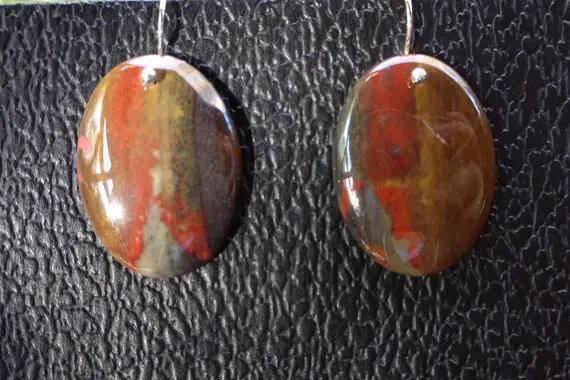 Tiger Iron And Sterling Silver Earrings Handmade By Chris Hay