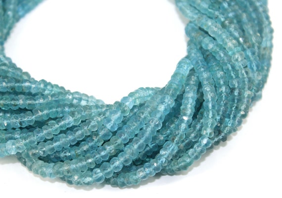 Top Quality Sky Apatite Faceted Rondelle Beads Faceted Sky Apatite Rondelle Beads Natural Sky Apatite Beads 4-5 Mm Sky Blue Apatite Beads