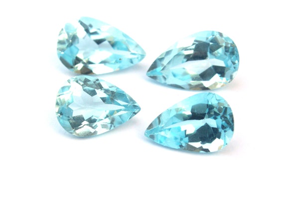 Aaa Quality 4 Piece Lot Natural Blue Topaz Gemstone,faceted Pear Shape Cut Stone,making Blue Jewelry,size 10x16-11x17 Mm,december Birthstone