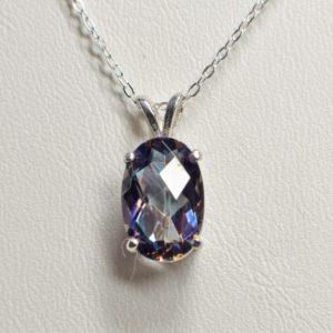 Shop Topaz Pendants! Mystic Topaz Pendant, 12x8mm Large Oval Genuine Gemstone, Set in 925 Sterling Silver Pendant With 18inch Chain Included | Natural genuine Topaz pendants. Buy crystal jewelry, handmade handcrafted artisan jewelry for women.  Unique handmade gift ideas. #jewelry #beadedpendants #beadedjewelry #gift #shopping #handmadejewelry #fashion #style #product #pendants #affiliate #ad