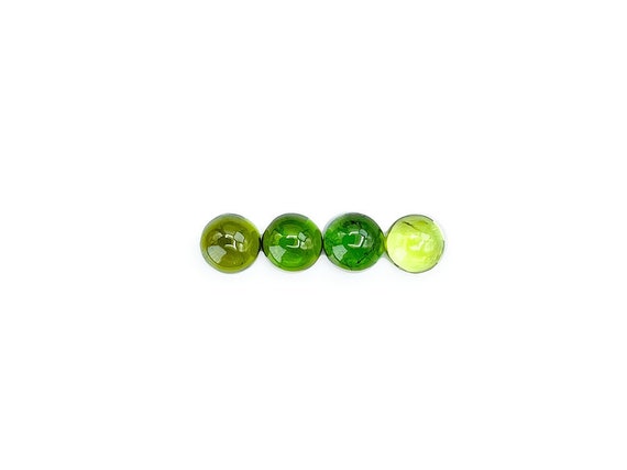 Tourmaline Cabochons Green Smooth Cut - 6mm Round - Choose A Single Cabochon Or A Set Of 2 Or 4