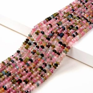 Shop Tourmaline Faceted Beads! 3x2MM Multi Color Tourmaline Gemstone Grade AA Bicone Faceted Rondelle Saucer Loose Beads (P2) | Natural genuine faceted Tourmaline beads for beading and jewelry making.  #jewelry #beads #beadedjewelry #diyjewelry #jewelrymaking #beadstore #beading #affiliate #ad